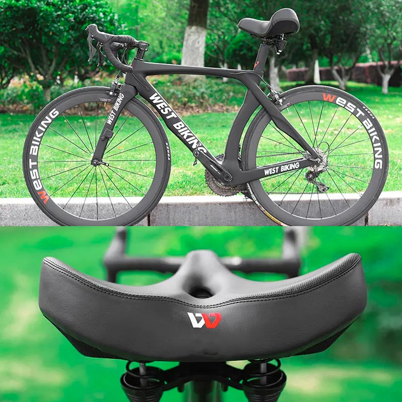 Wide Bicycle Saddle for Maximum Comfort, Ergonomic Design, Padded Cushion, Universal Fit for Road & Mountain Bikes