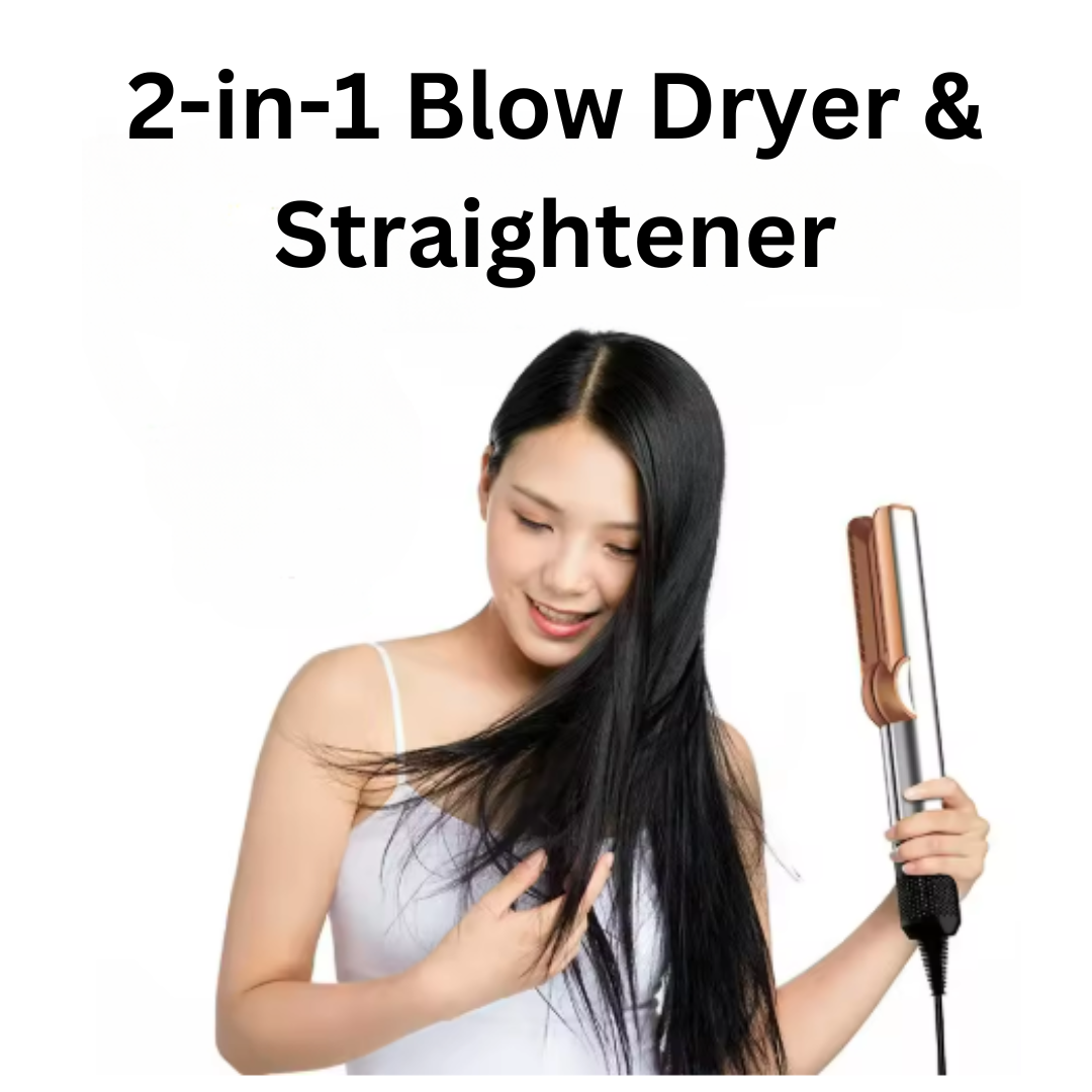 2-in-1 Blow Dryer and Hair Straightener, Lightweight Design, Fast Drying Technology, for Home Use & Travel