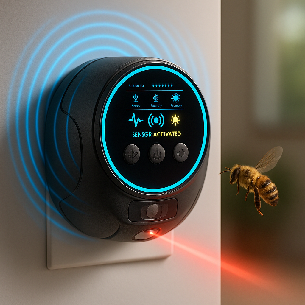 Ultrasonic Bee & Wasp Repellent Device | 360° Coverage, Chemical-Free & Safe for Homes with Kids and Pets
