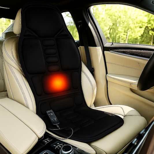 Massage Chair Cushion | Heated, Ergonomic Design with Customizable Massage Settings for Home & Car Use