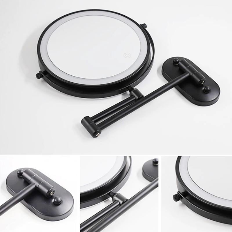 Rechargeable LED Magnifying Makeup Mirror - Black, 10x Magnification, Ideal for Bathroom & Beauty Routine