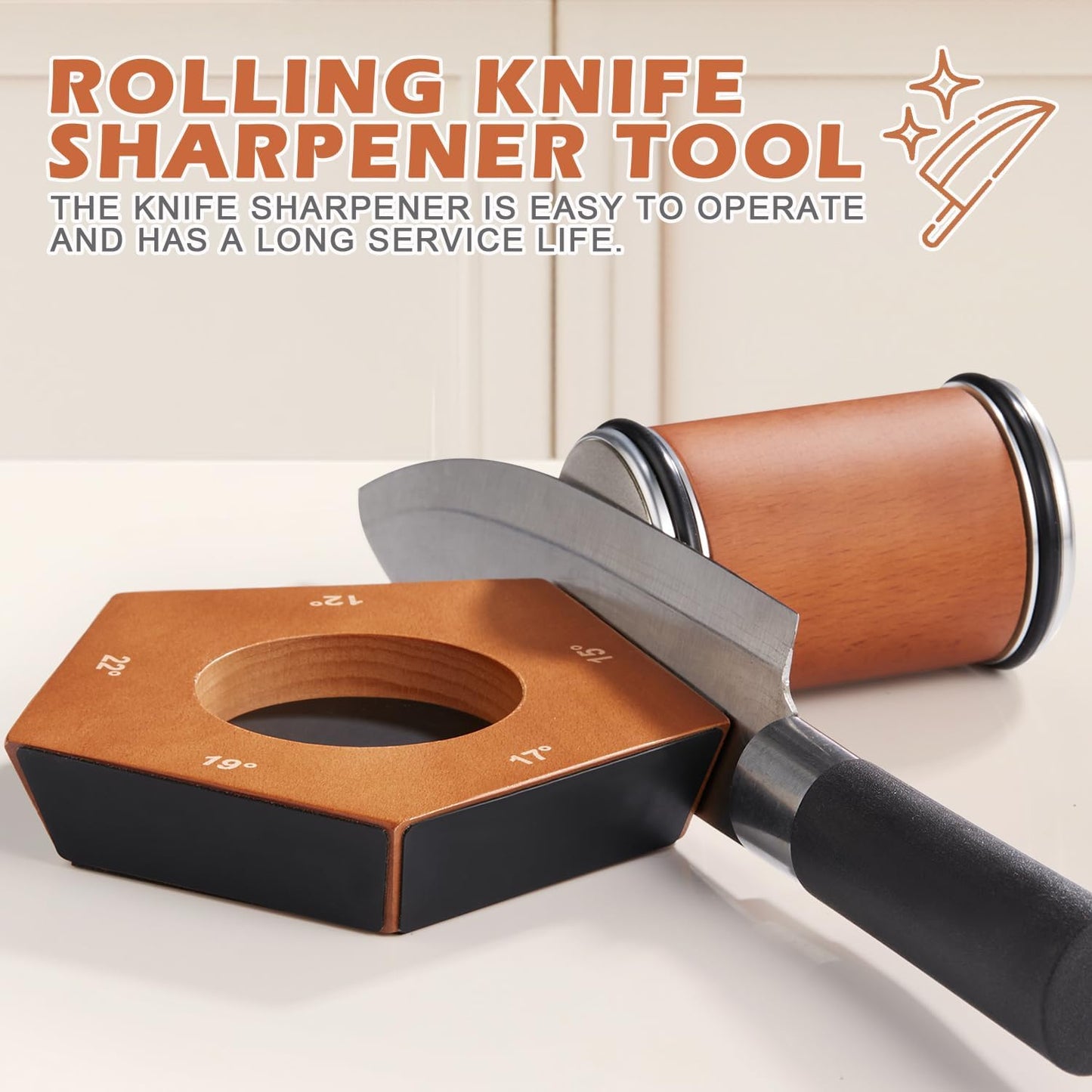 Manual Diamond Knife Sharpener | Premium Wooden Base & Magnetic Angled Design for Professional Kitchen Use