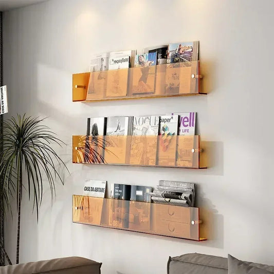 Wall-Mounted Floating Shelves for Home Storage & Display - Modern Wood Design for Living Room & Bedroom