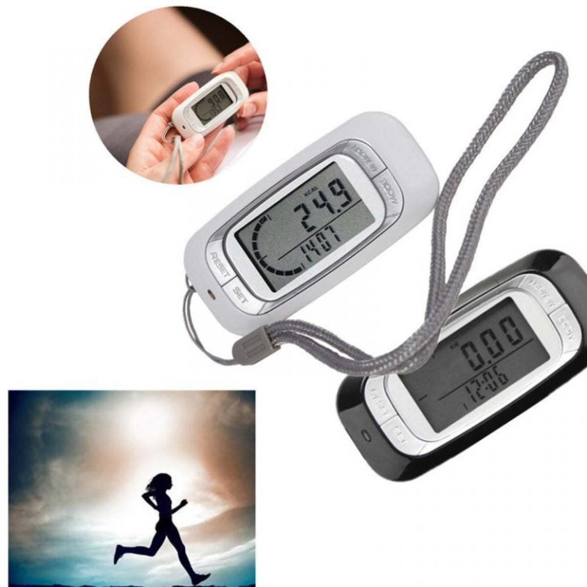 Best Walking 3D Pedometer with Clip and Strap plus. 30 Days Memory, Accurate Step Counter. PREMIUM