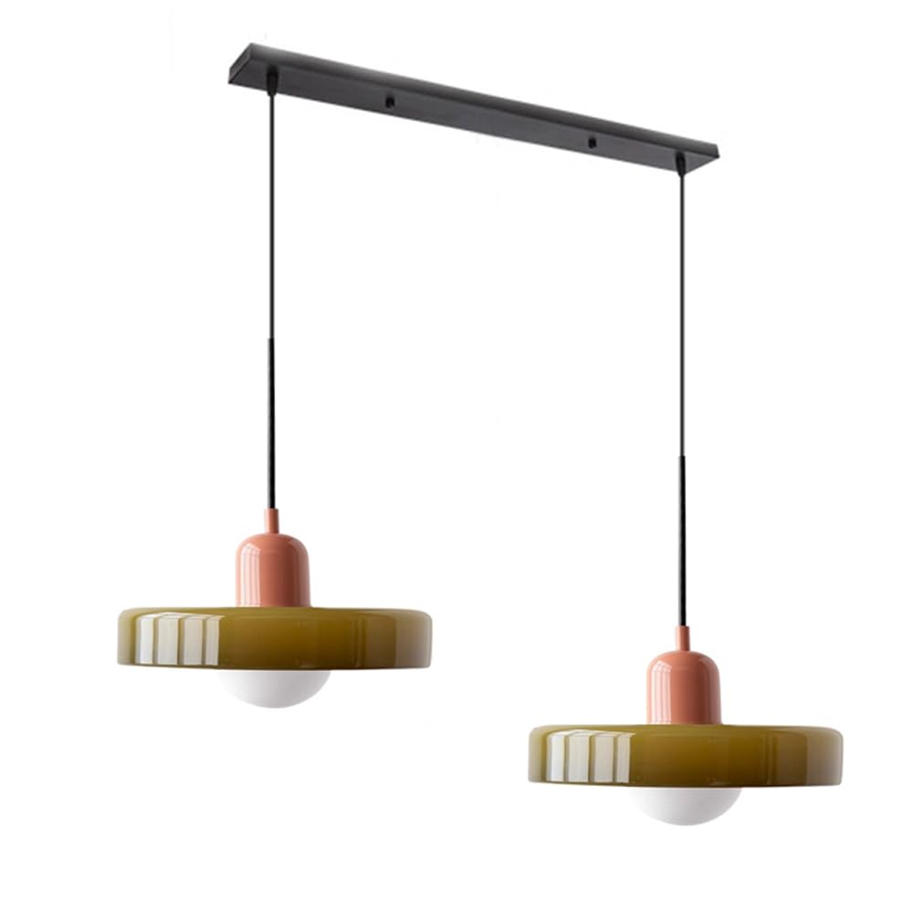 LED Glass Pendant Light with 2 Heads - Modern Design for Kitchen Island & Dining Room Lighting