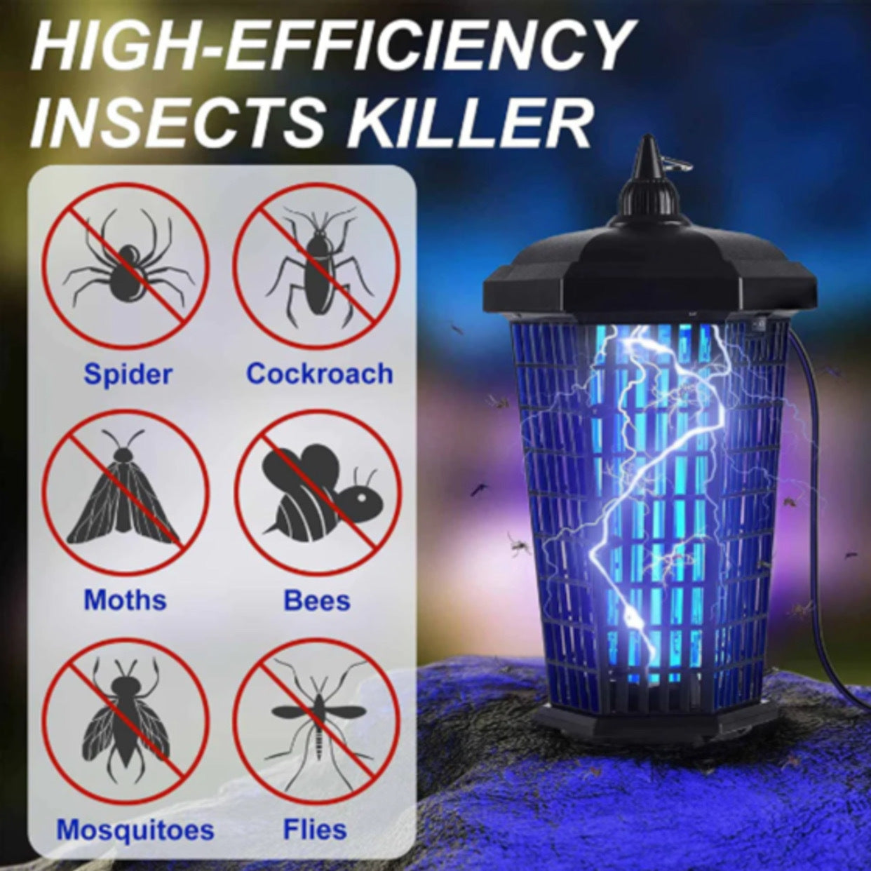 Moth Killer Lamp | 30W Waterproof Bug Zapper for Moths, Mosquitoes & Flying Insects in Home, Patio & Garden