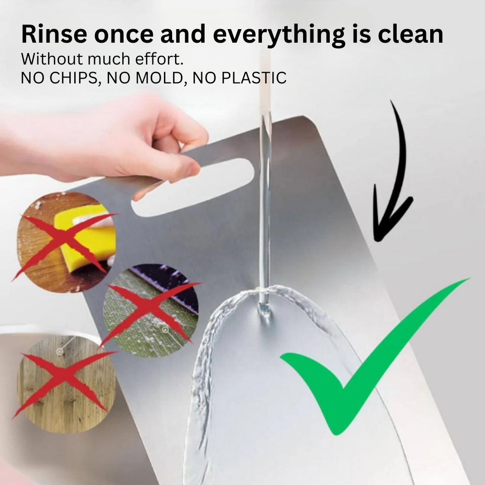 100% Medical Titanium Cutting Board | Durable, Non-Porous Surface for Safe Food Preparation & Easy Cleaning
