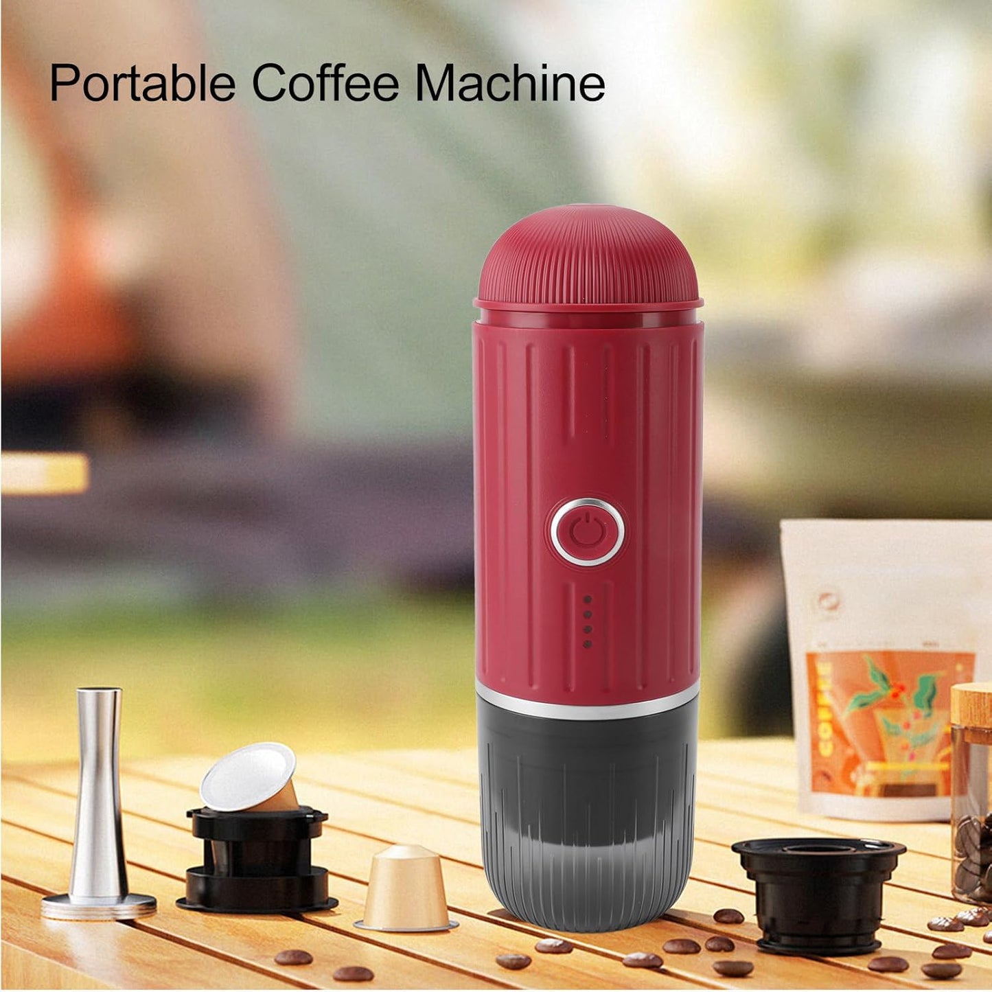 Compact Portable Espresso Maker with USB Charging - Perfect for Coffee Lovers On-the-Go, Compatible with Ground Coffee