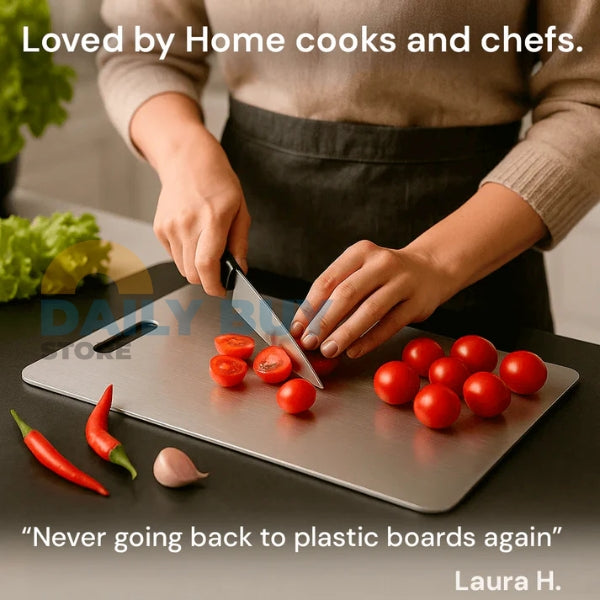 100% Medical Titanium Cutting Board | Durable, Non-Porous Surface for Safe Food Preparation & Easy Cleaning