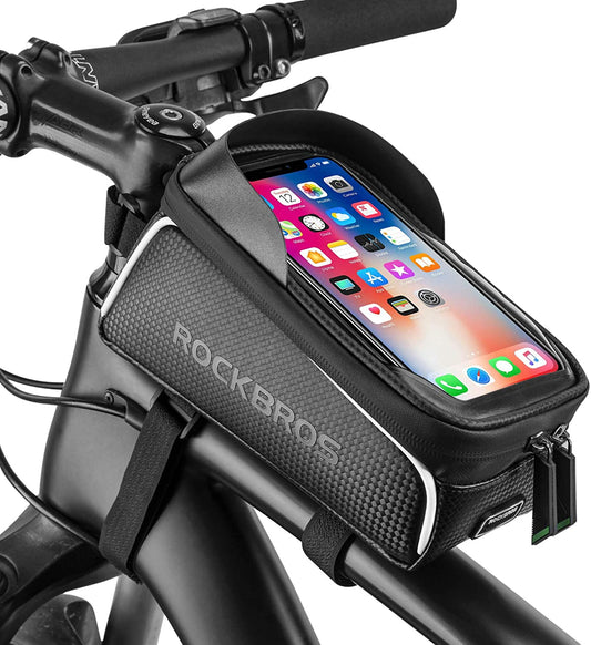 Top Tube Bike Bag with Phone Case Holder | Waterproof, Easy to Install & Compatible with Phones Up to 6.5 Inches