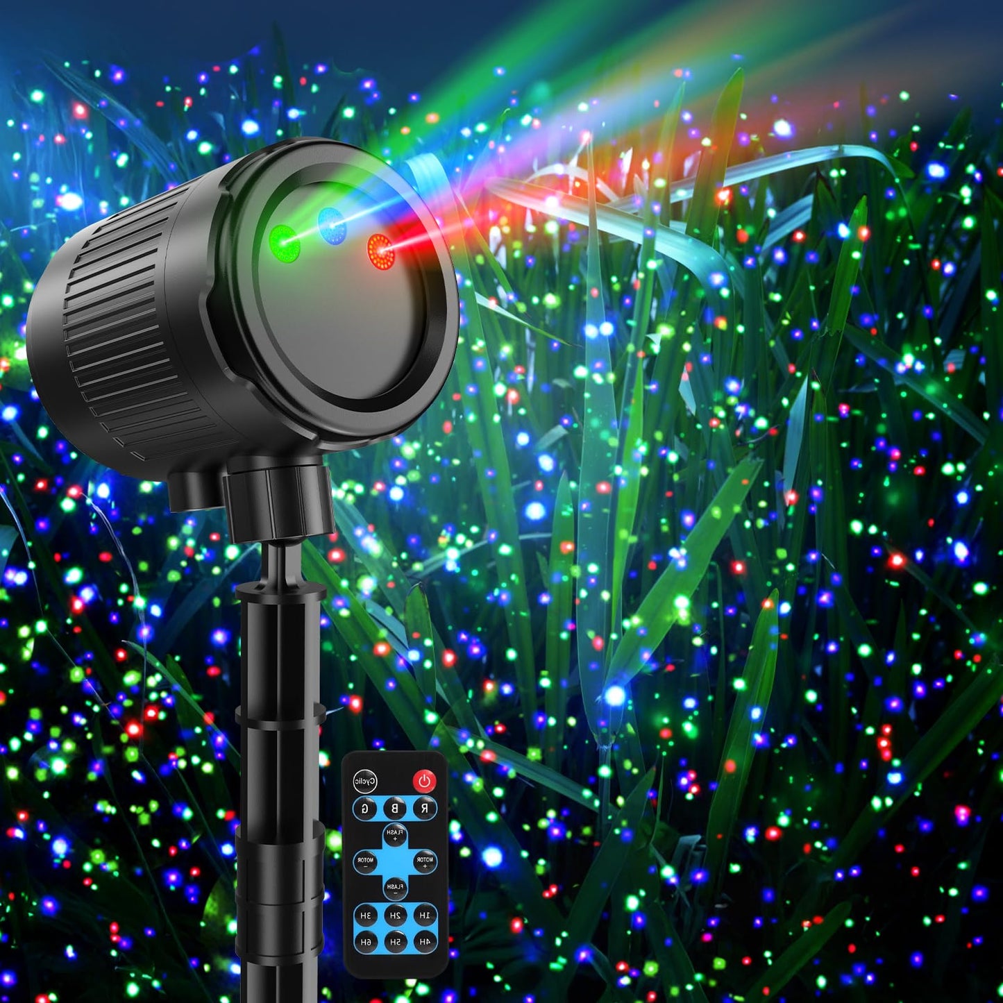 Laser Christmas Projector Light | RGB 3-Color Moving Patterns for Outdoor Holiday Displays