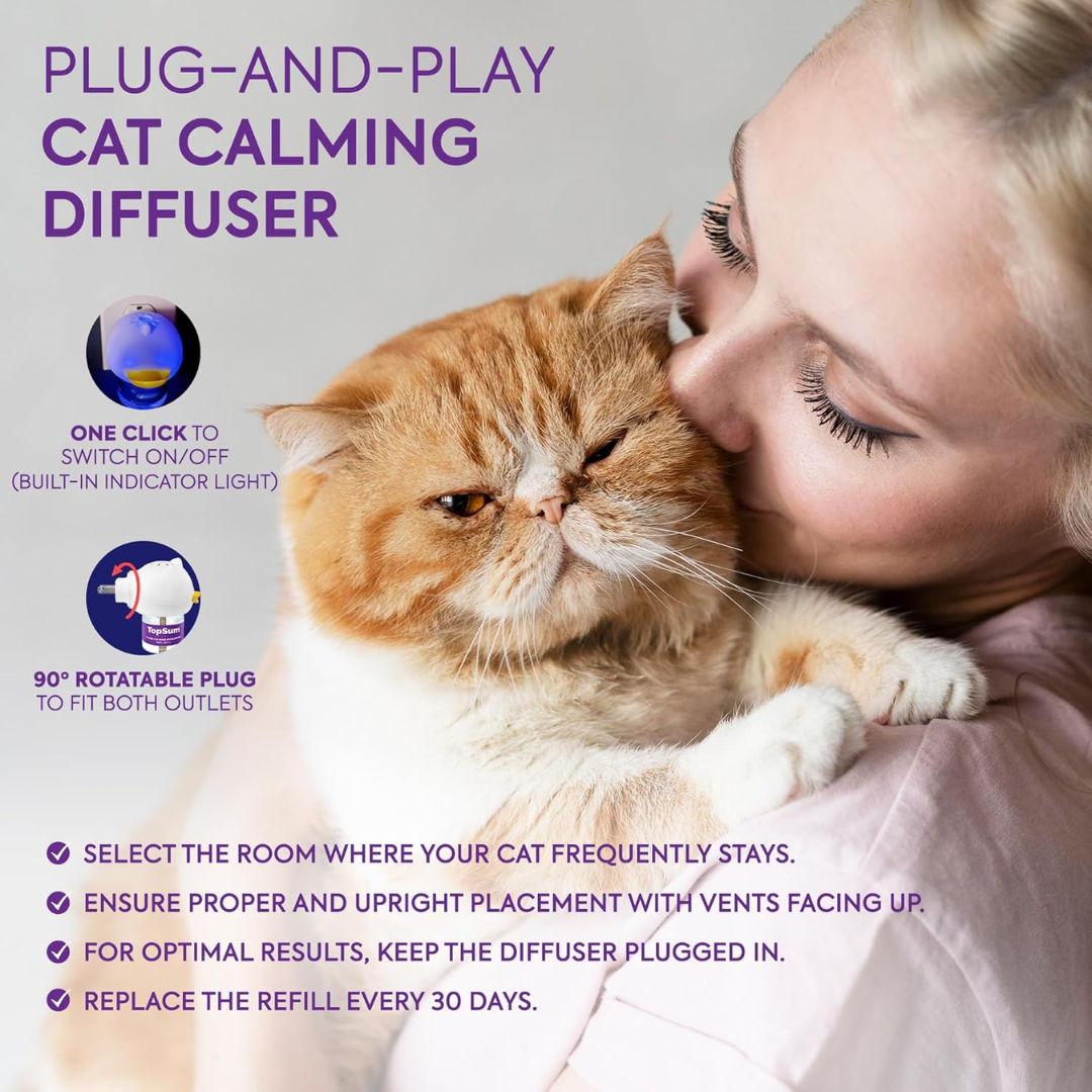 Cat Calming Pheromone Diffuser | Natural, Odorless Solution for Stress Relief in Multi-Cat Households