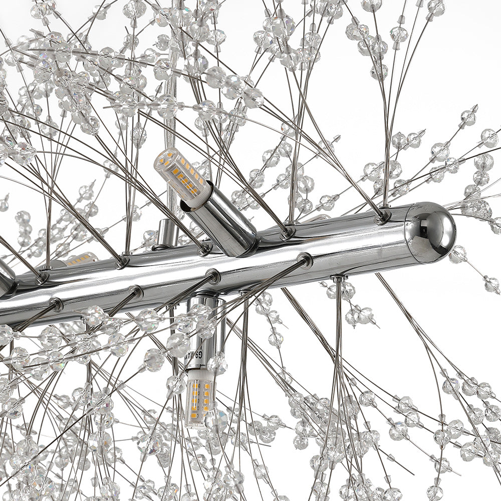 9-Light Linear Crystal Chandelier Fixture for Dining Room & Living Room Lighting