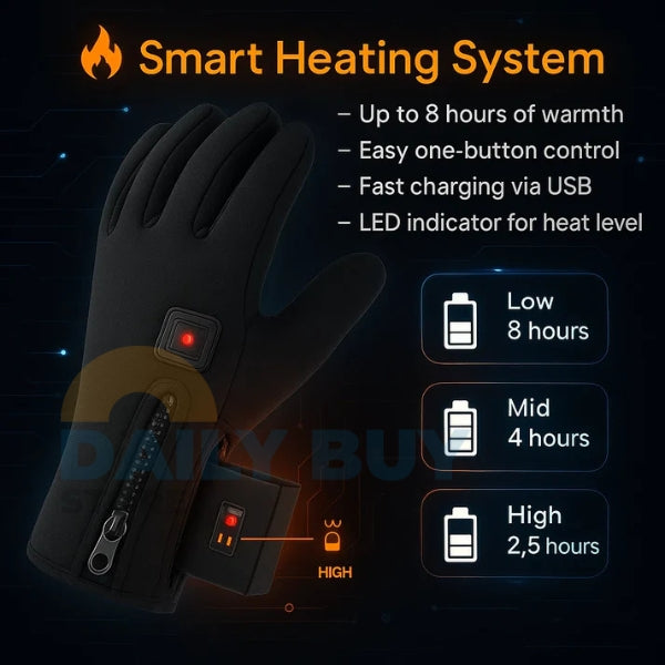 Electric Heated Gloves for Men & Women, Waterproof, Rechargeable, Winter Cycling & Skiing Gear