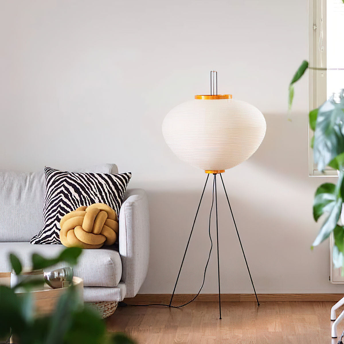 LED Rice Paper Floor Lamp - Adjustable Height, Soft Ambient Light for Living Room & Bedroom Decor