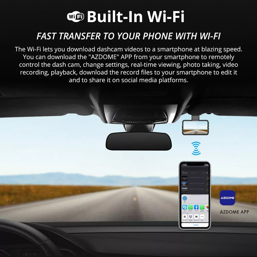 WiFi Dash Cam 1080P FHD | ADAS, G-Sensor & Night Vision for Enhanced Driving Safety