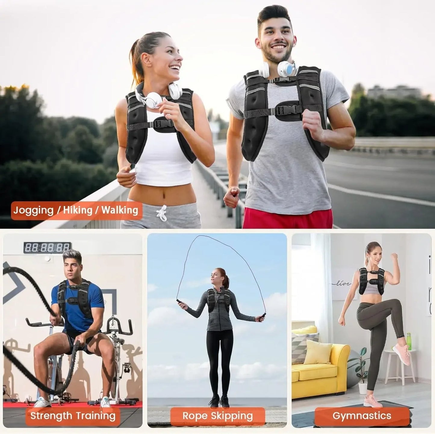 Adjustable Weighted Vest | Breathable Neoprene with Reflective Stripes for Running, HIIT & Strength Training