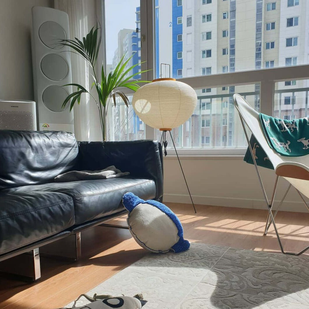 LED Rice Paper Floor Lamp - Adjustable Height, Soft Ambient Light for Living Room & Bedroom Decor