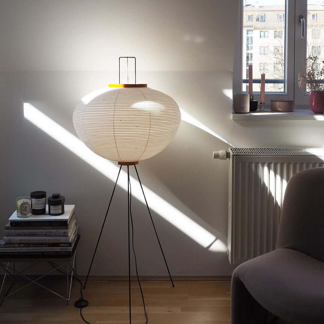 LED Rice Paper Floor Lamp - Adjustable Height, Soft Ambient Light for Living Room & Bedroom Decor