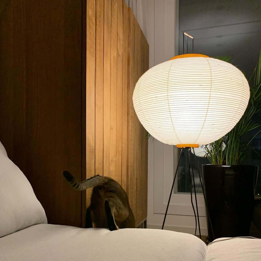 LED Rice Paper Floor Lamp - Adjustable Height, Soft Ambient Light for Living Room & Bedroom Decor