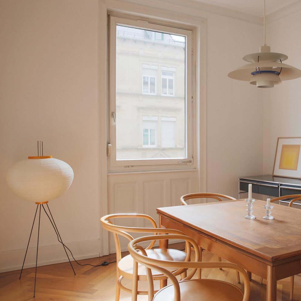 LED Rice Paper Floor Lamp - Adjustable Height, Soft Ambient Light for Living Room & Bedroom Decor