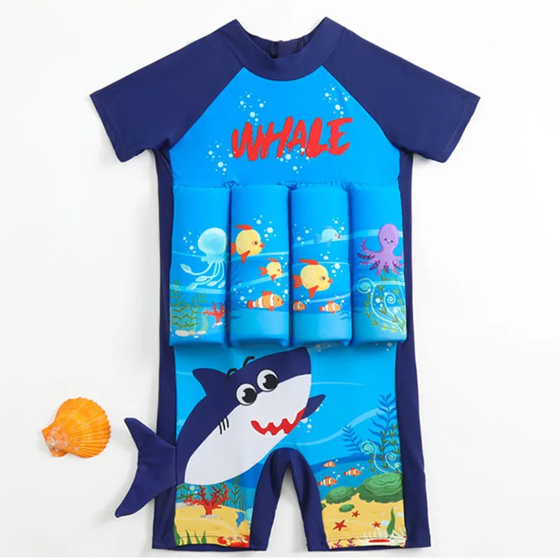 Kids Buoyancy Floating Swimsuit | Cartoon Print, Rash Guard Protection & Ideal for Swimming Lessons and Water Play