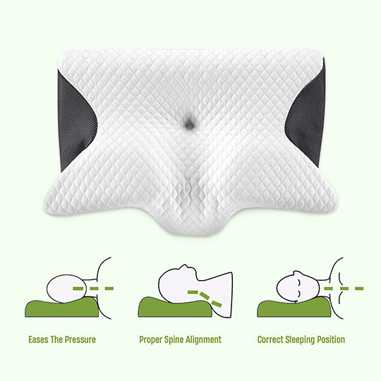 Butterfly Memory Foam Neck Pillow | Ergonomic Design with Armrests for Side & Back Sleepers, Ideal for Improved Sleep Quality