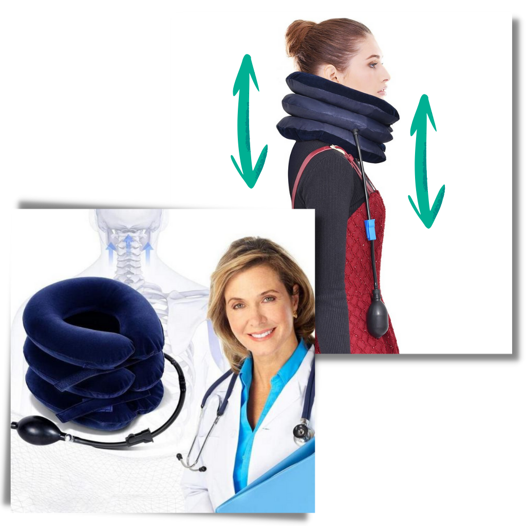 Neck Pain Relief Inflatable Traction Collar – Cervical Support - Maximum Comfort