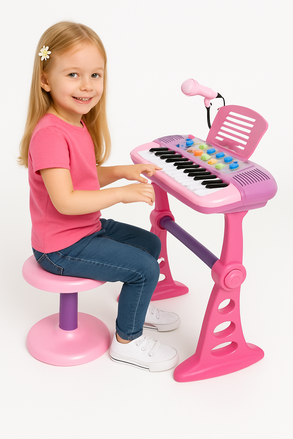 Children's Electronic Keyboard | 31 Keys, Microphone & Stand for Interactive Music Learning