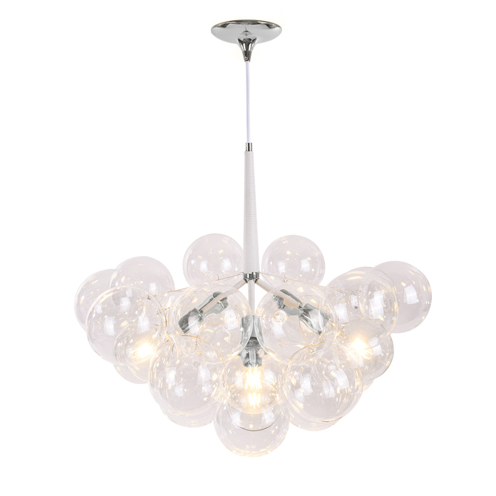 Clear Glass Bubble Chandelier - Modern Pendant Light Fixture for Dining Room & Living Room Decor