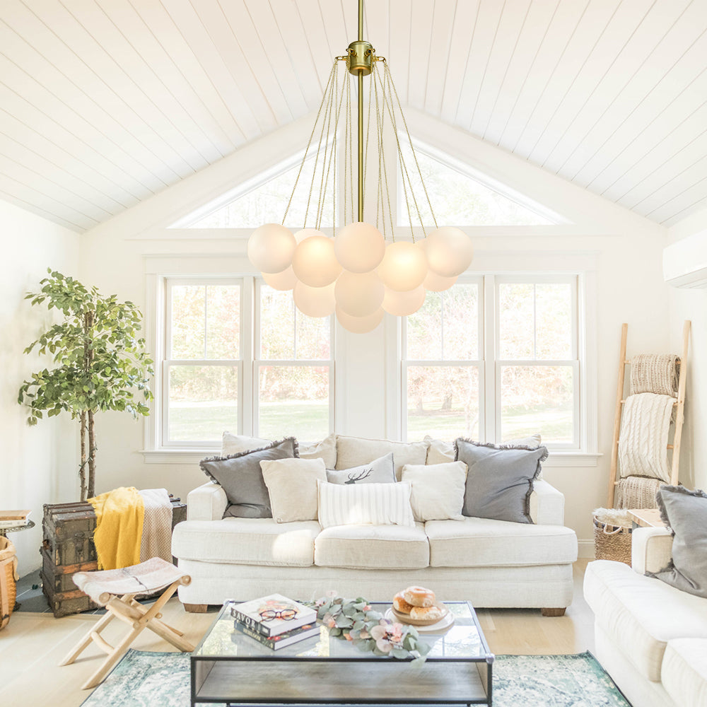 Modern Glass Bubble Chandelier Light Fixture for Dining Room & Living Room Decor