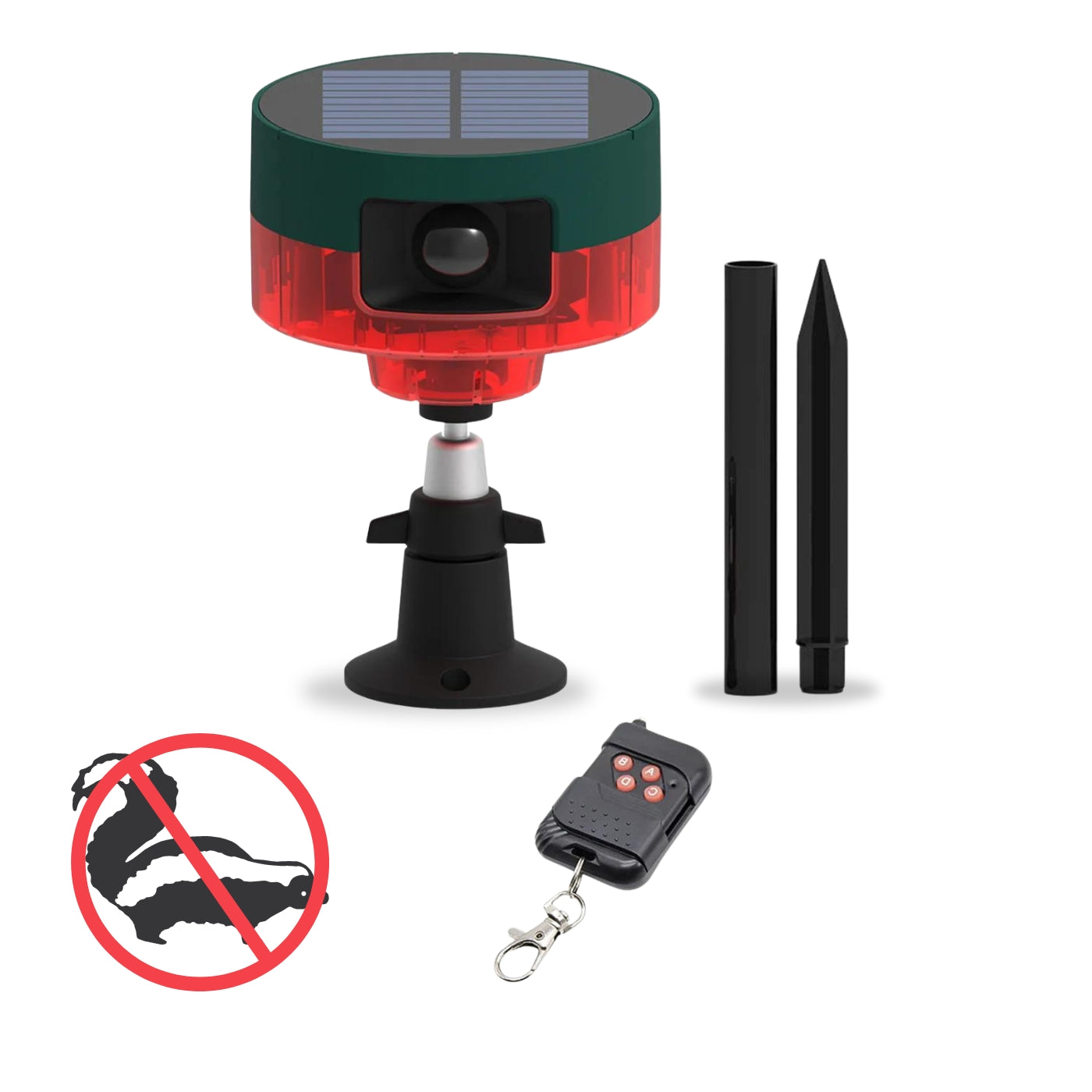 Solar-Powered Motion-Activated Strobe Light | 360° Detection, Eco-Friendly Skunk Repeller for Home and Garden