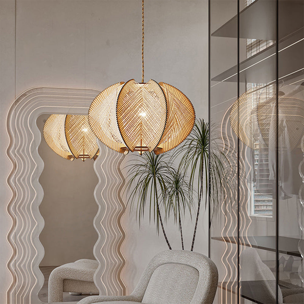 Scandinavian Wood Pendant Light Fixture - Mid-Century Design for Dining Room & Kitchen Lighting