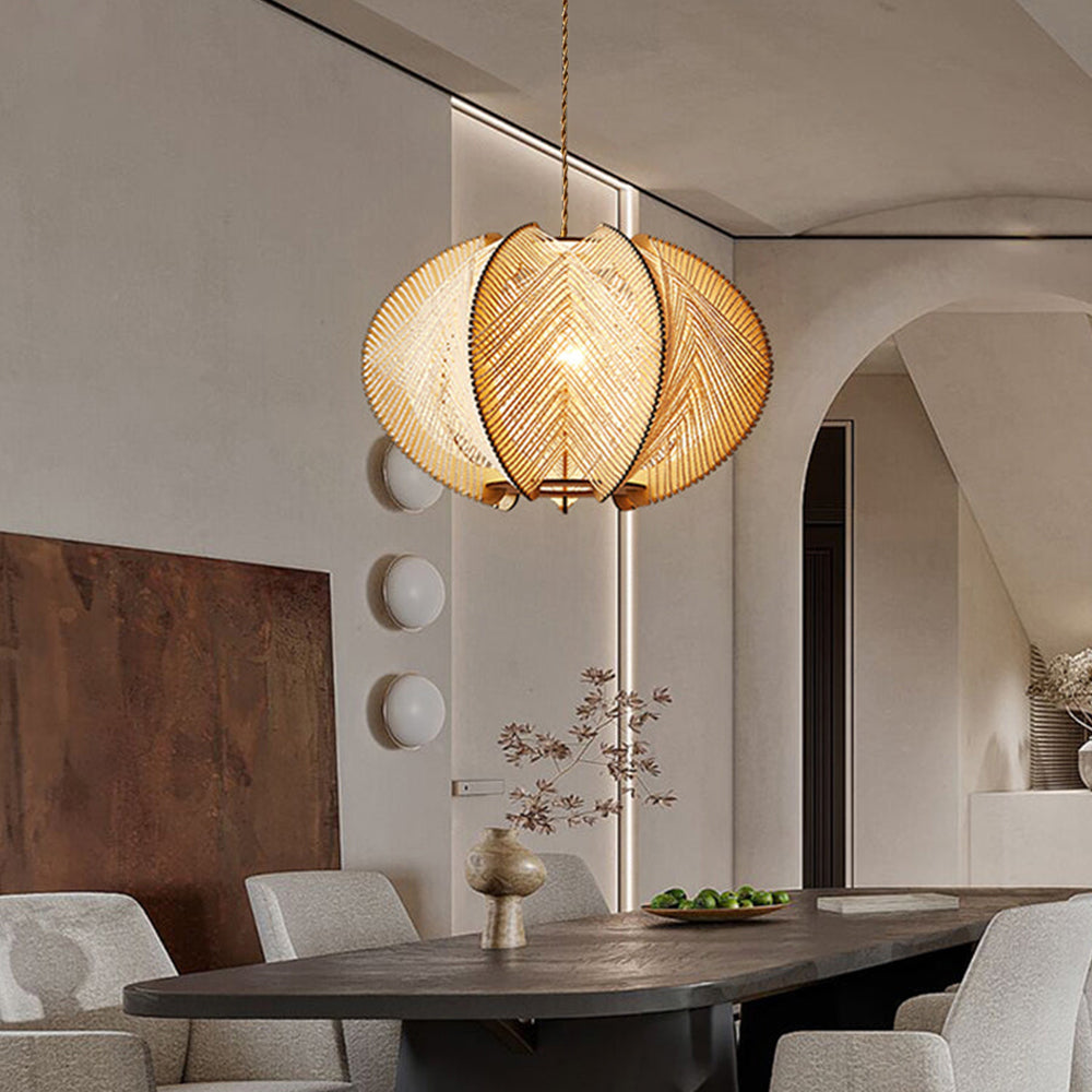 Scandinavian Wood Pendant Light Fixture - Mid-Century Design for Dining Room & Kitchen Lighting