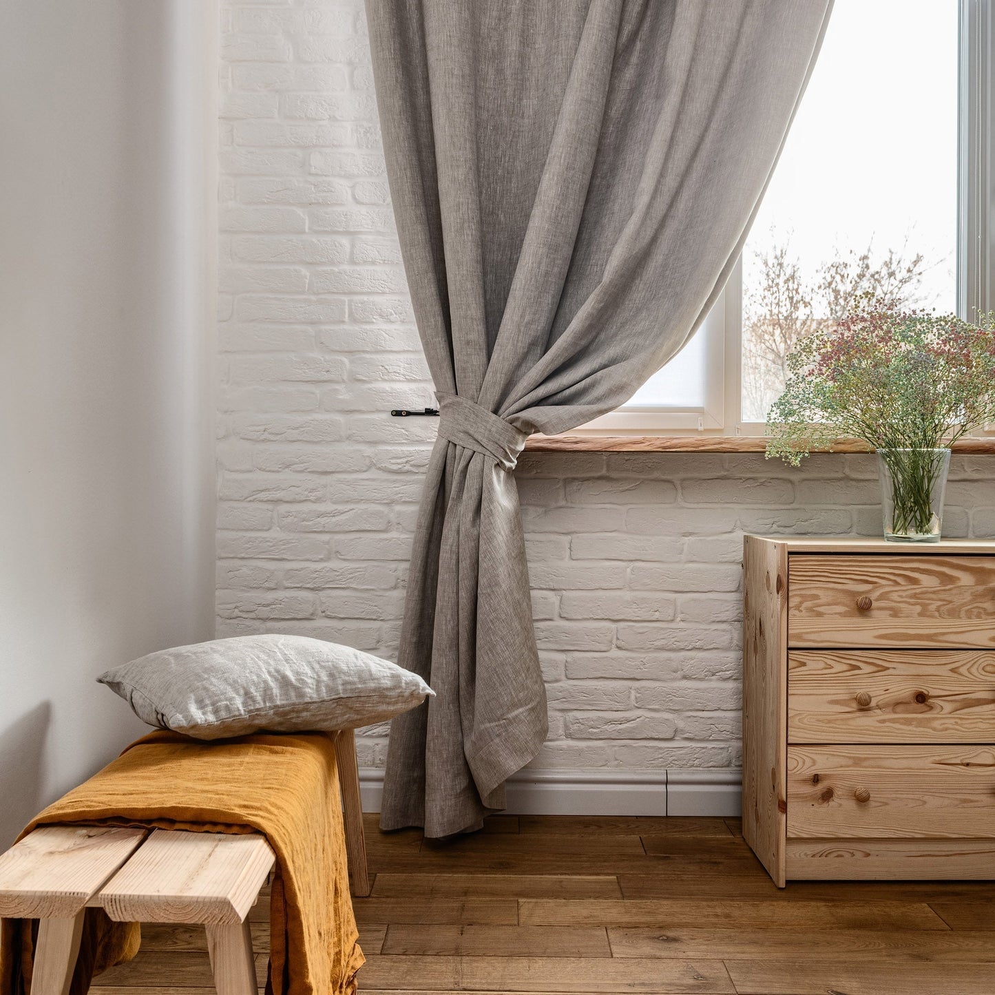 Thermal Insulated Blackout Linen Curtains | 100% Light Blocking & Heat Isolation for Winter and Summer Use