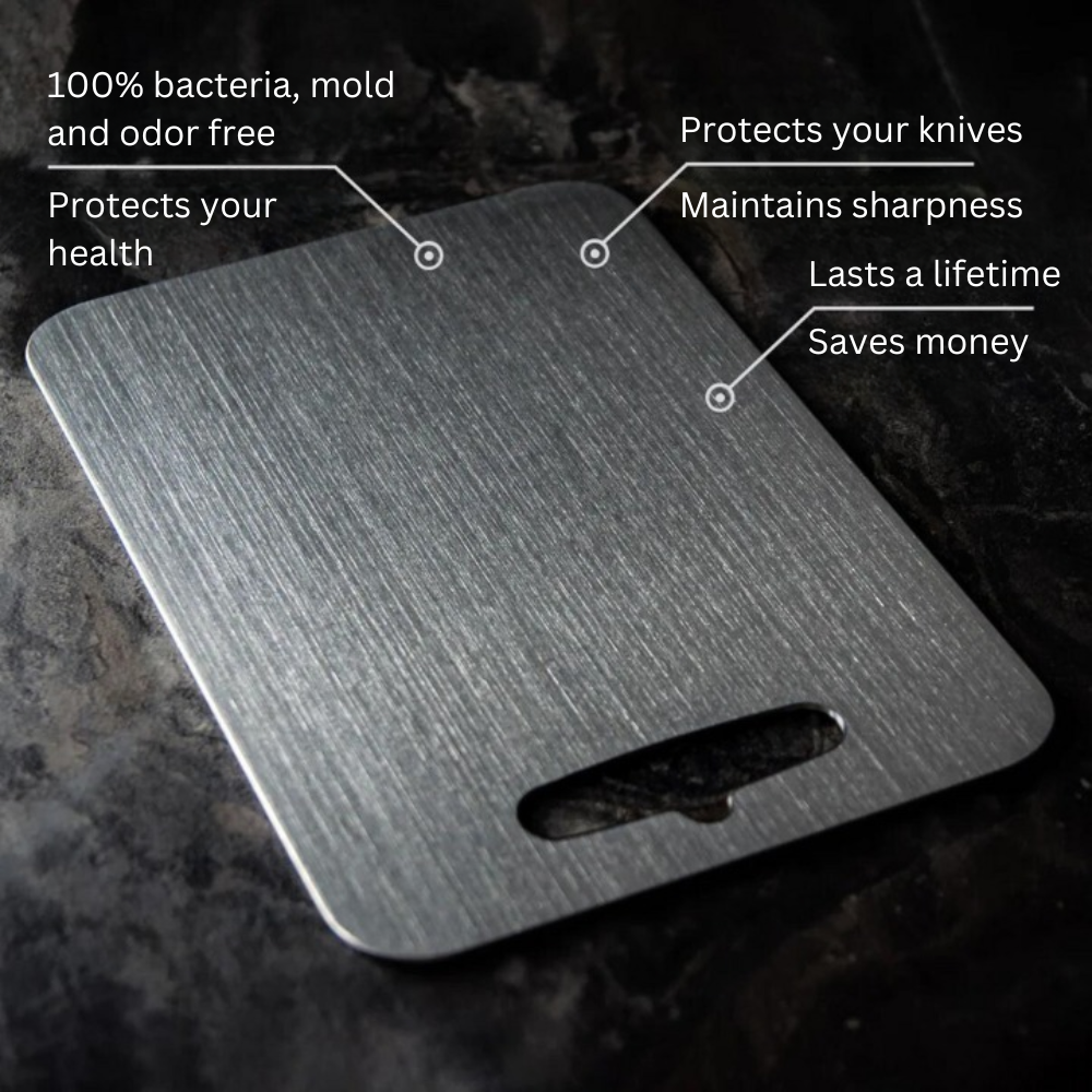100% Medical Titanium Cutting Board | Durable, Non-Porous Surface for Safe Food Preparation & Easy Cleaning