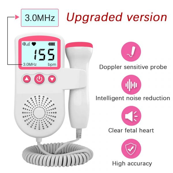 Fetal Doppler Heartbeat Monitor | High-Sensitivity Probe & Clear LCD Display for Expecting Parents