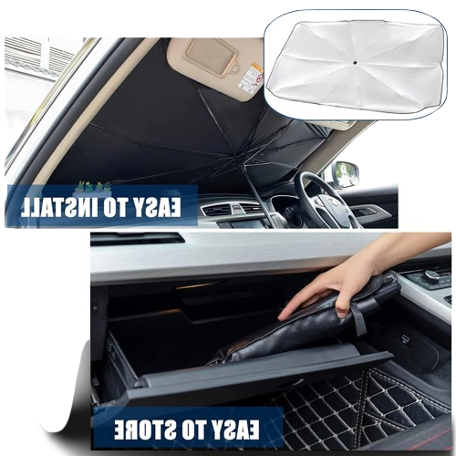 Foldable Car Windshield Sunshade | UV & Heat Protection with Umbrella-Style Design for Cars, SUVs & Trucks
