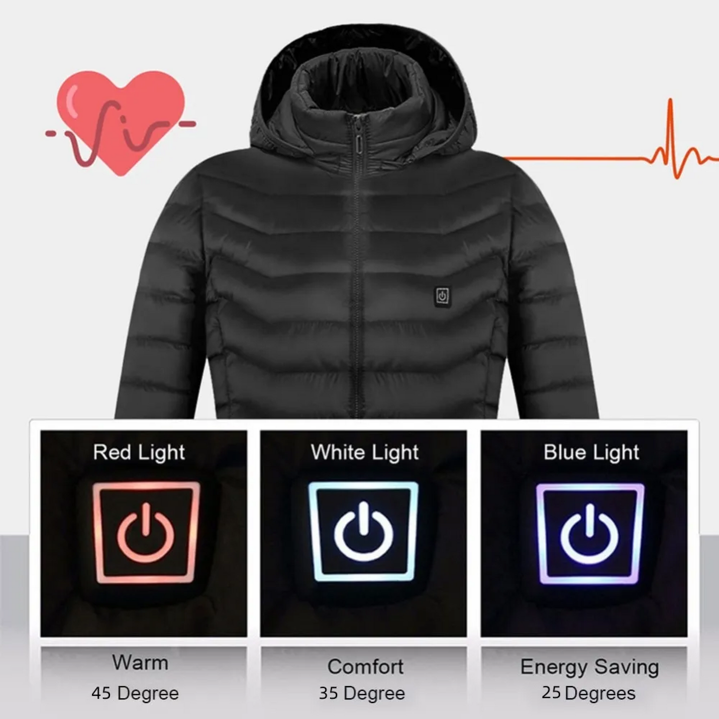 Heated Electric Warming Jacket Coat with Fleece Lining, Battery-Powered, Unisex, for Outdoor Work & Cold Weather Activities