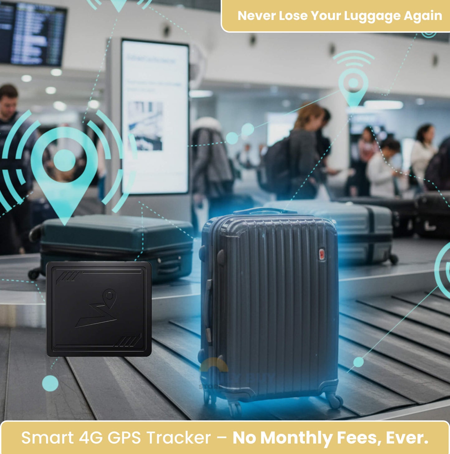 4G Luggage GPS Tracker with Real-Time Location | No Subscription, Geofencing Alerts & Anti-Theft Design for Travel Security