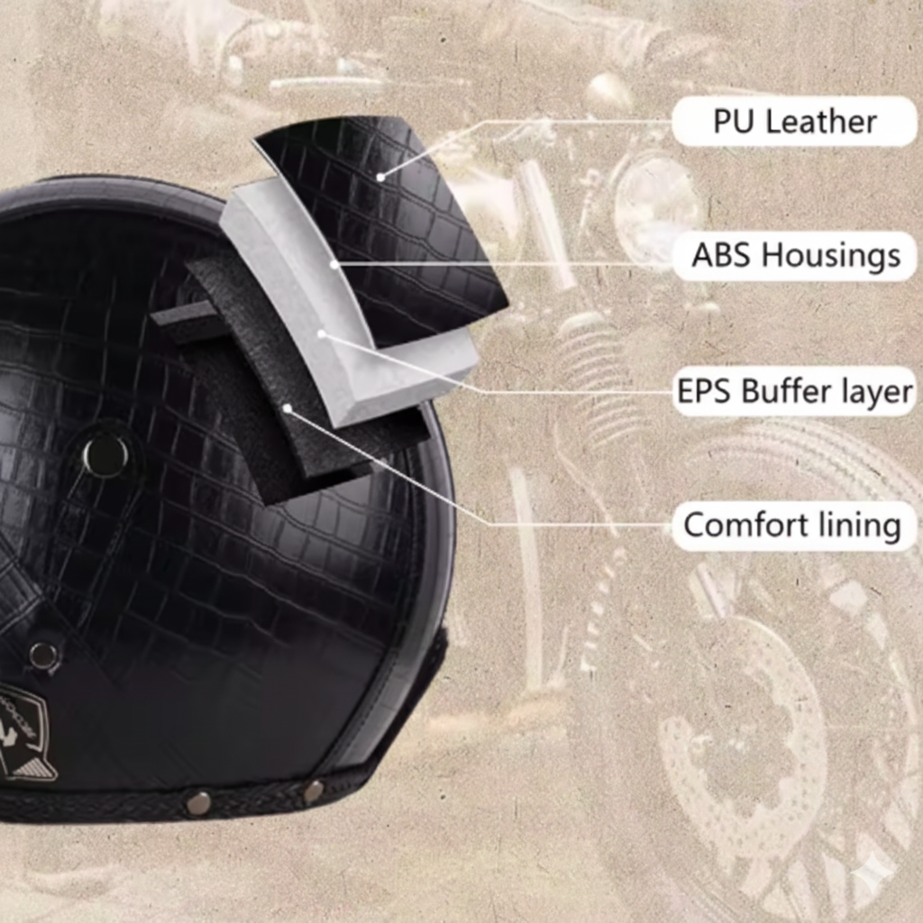 Retro Vintage Motorcycle Helmet | Lightweight ABS with Goggles & Perfect for Cruisers, Touring, and Bike Riders