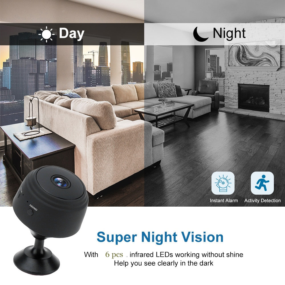Small WiFi Security Camera Night Vision Wireless HD Kids Pet Safety Monitoring - Battery Powered