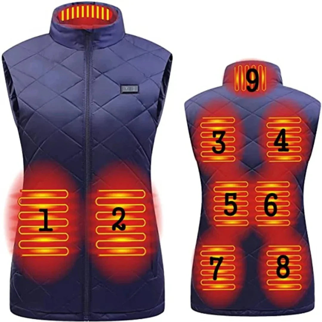Women's Heated Gilet with Battery Pack, Lightweight, Rechargeable, Insulated Vest for Cold Weather Outdoor Activities