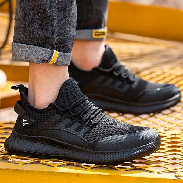 Breathable Lightweight Safety Sneakers for Work - Slip-Resistant, Comfortable Footwear for Construction & Industrial Use