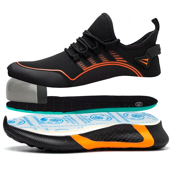 Breathable Lightweight Safety Sneakers for Work - Slip-Resistant, Comfortable Footwear for Construction & Industrial Use
