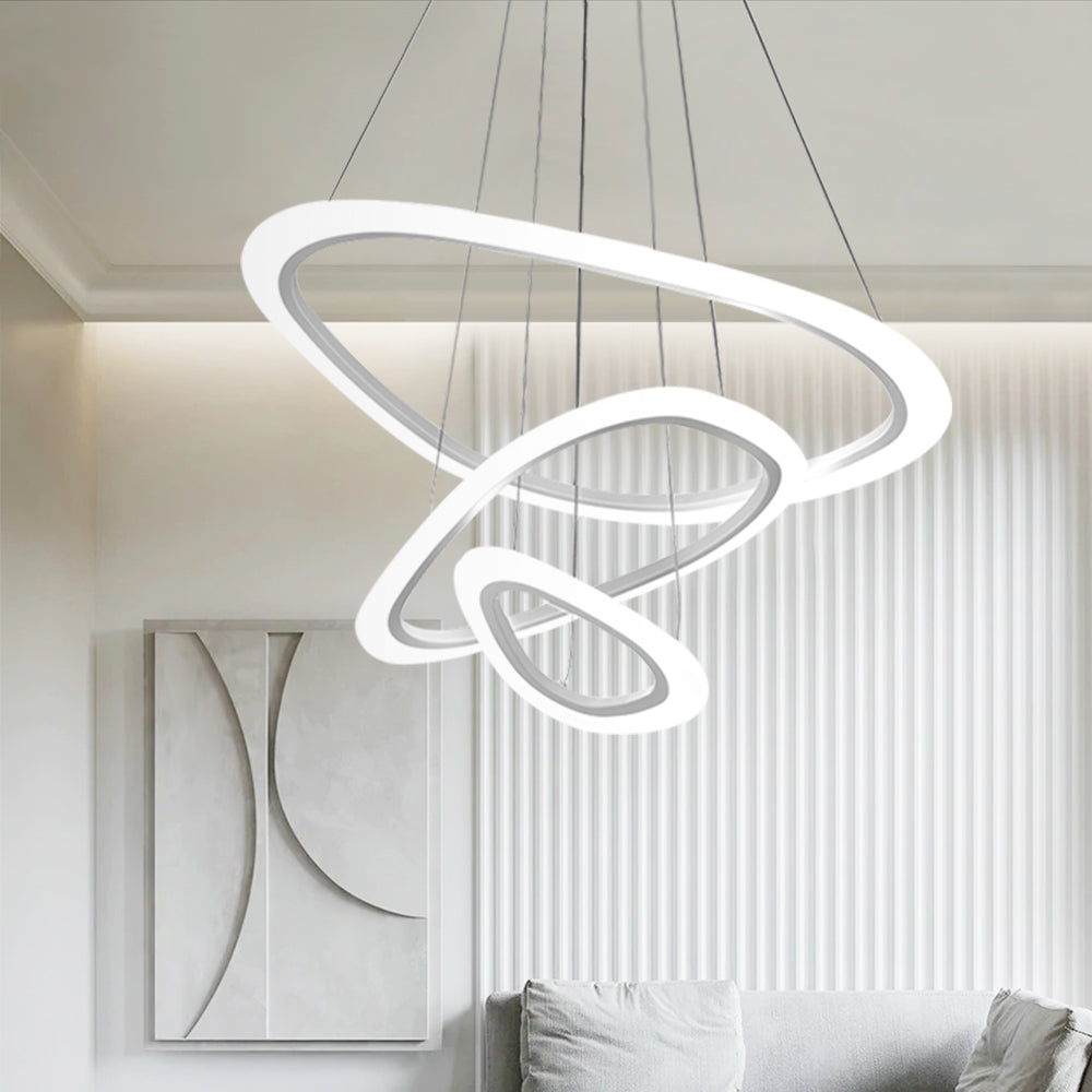 Modern 3-Ring LED Pendant Light Fixture - Adjustable Hanging Ceiling Light for Dining Room & Kitchen