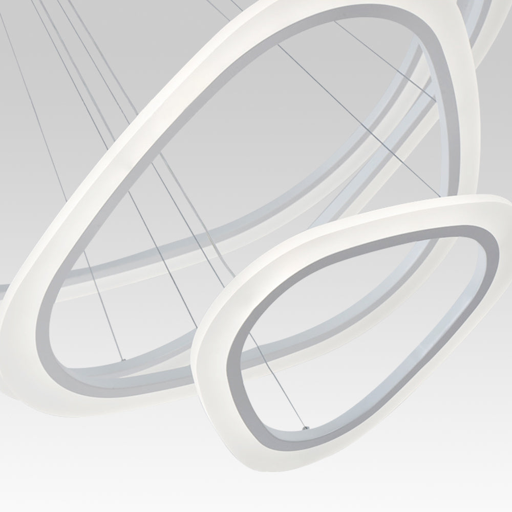 Modern 3-Ring LED Pendant Light Fixture - Adjustable Hanging Ceiling Light for Dining Room & Kitchen