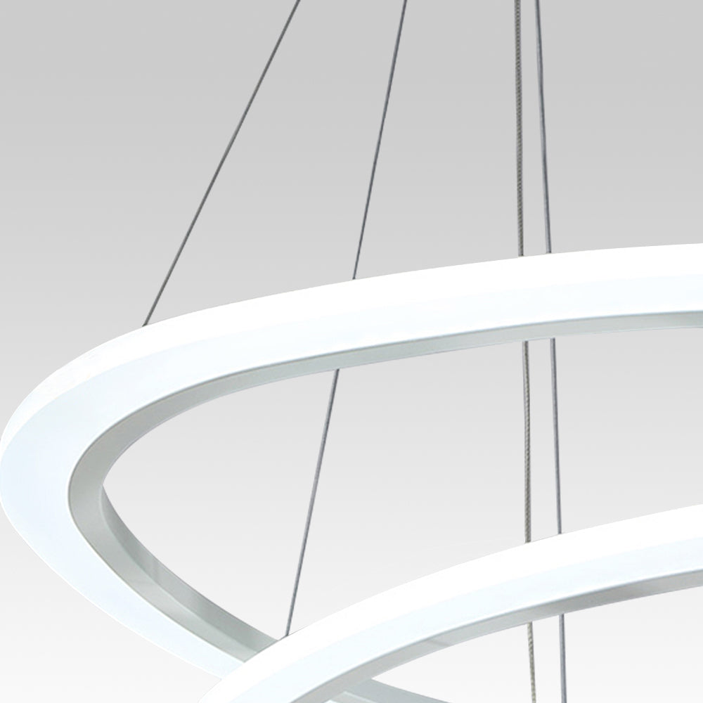 Modern 3-Ring LED Pendant Light Fixture - Adjustable Hanging Ceiling Light for Dining Room & Kitchen
