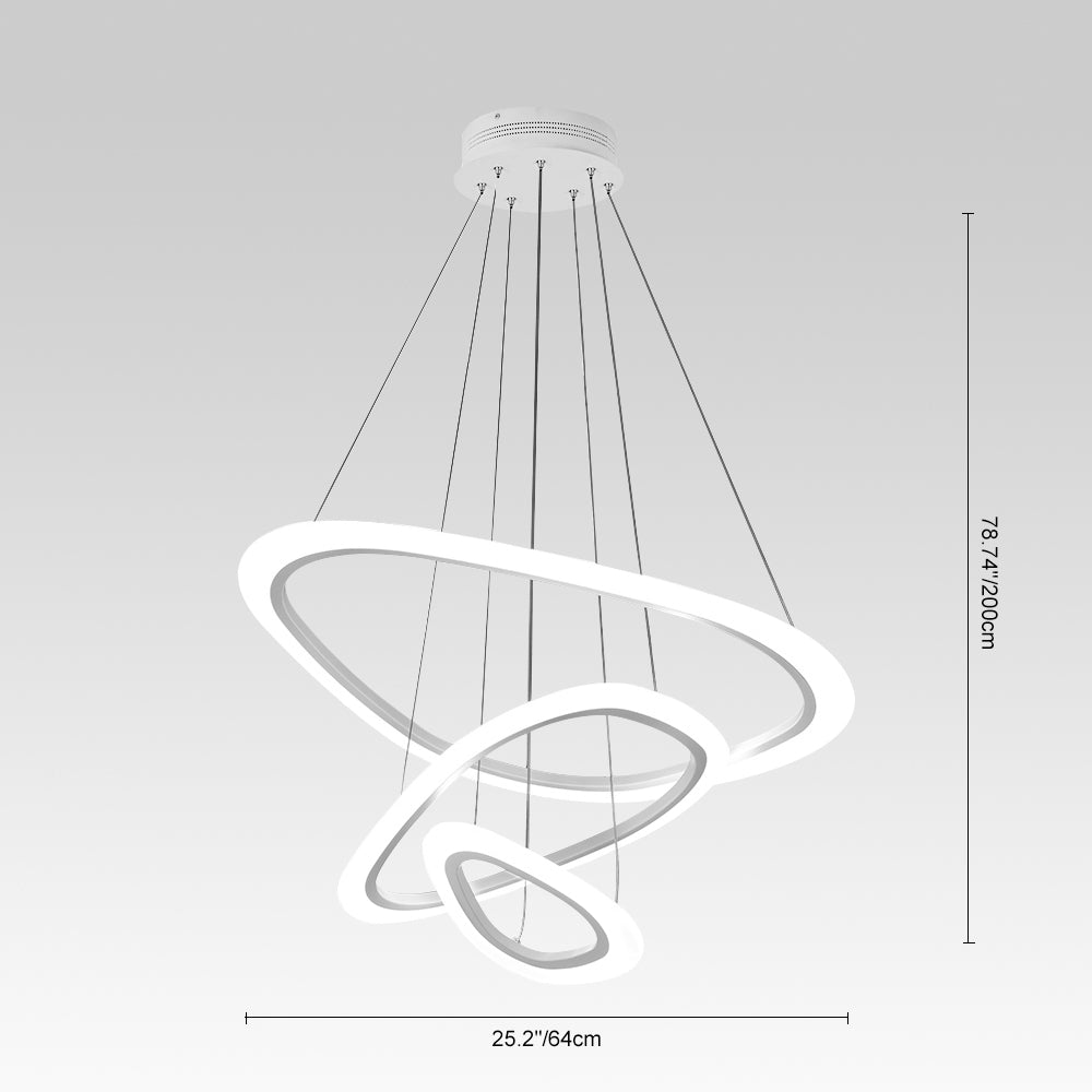 Modern 3-Ring LED Pendant Light Fixture - Adjustable Hanging Ceiling Light for Dining Room & Kitchen