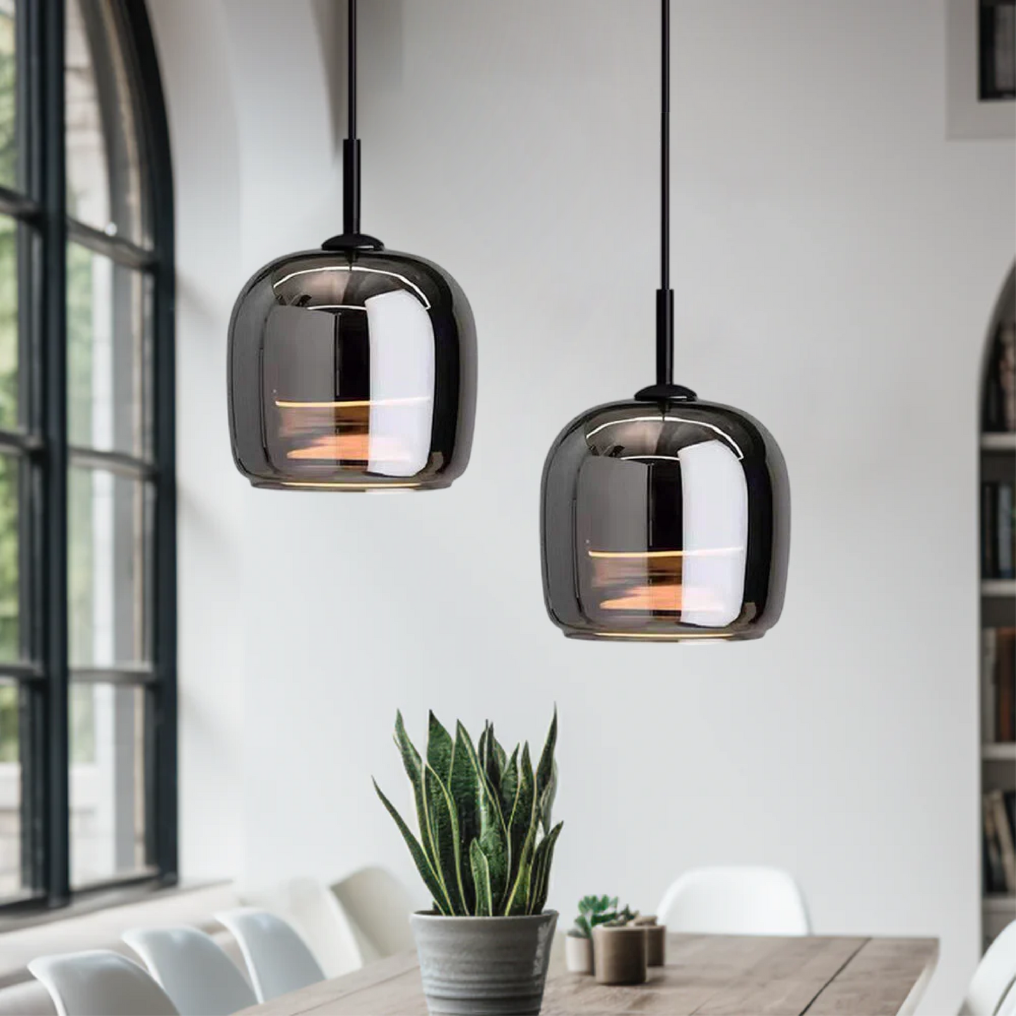 Nordic Black Glass Pendant Light Fixture for Kitchen Island & Dining Room Lighting